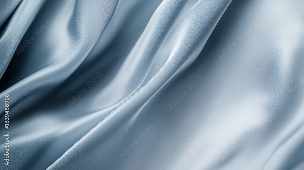 Fototapeta premium Elegant Light Blue Silk Fabric Draped in Soft Ripples and Folds