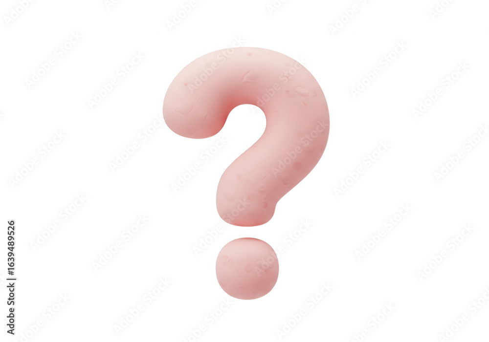Naklejka premium Light pink question mark symbol, rounded shape, isolated on transparent background