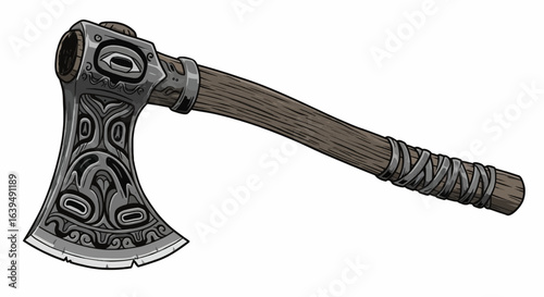 Native Style Tomahawk with Carving