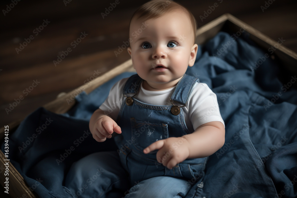 Fototapeta premium Baby-safe denim made with bio-pigments is free from harmful residues, making it ideal for infant clothing and accessories