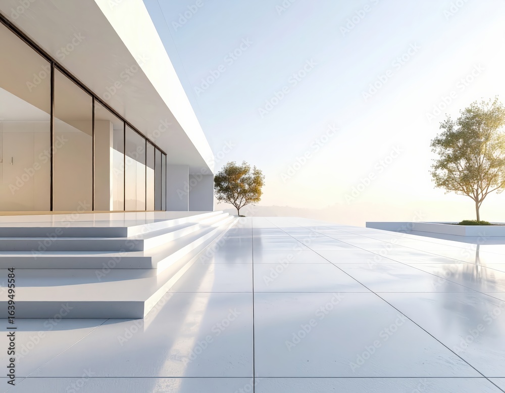 Fototapeta premium Modern minimalist architecture with sleek lines and open space