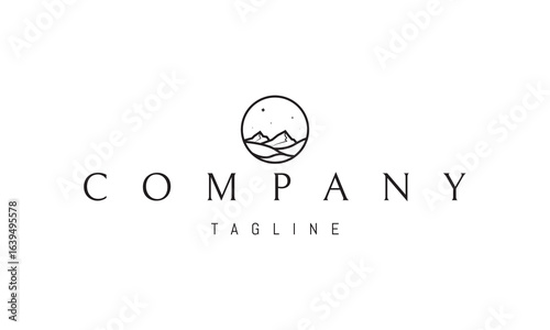 A vector logo featuring an abstract image a desert landscape of sand dunes shaped like ocean waves, blending calmness and motion.