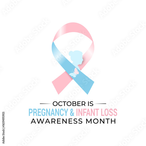Pregnancy and Infant Loss Awareness Month, observed each October. It is a month to honor the memory of babies who were lost in miscarriage, stillbirth, and infancy. Banner poster, background. 