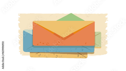 Colorful envelopes mail communication sending receiving message correspondence letters post design art