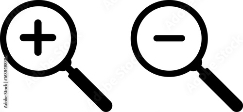 Zoom In and Zoom Out icons. Search icons. Searching success icons.  loup with check mark signs. magnifier with plus and minus. Magnifying Glass icons
