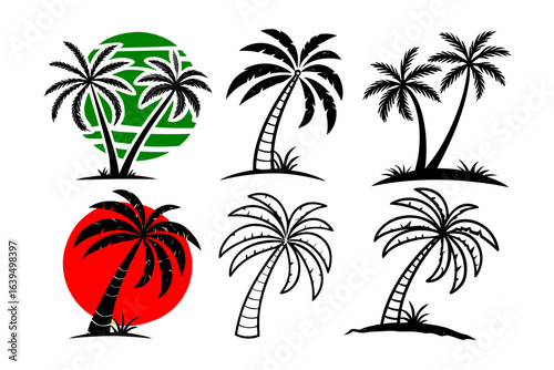 set of palms vector illustrations