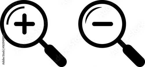  Search icon set. zoom in and zoom out icons.  search and investigation symbol. magnifier with plus and minus
