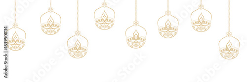 Hanging illustration of candles for diwali
