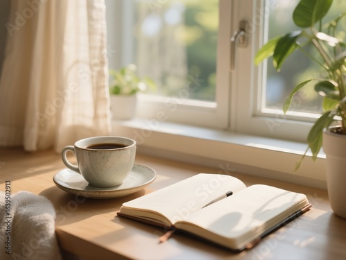 cup of coffee and book