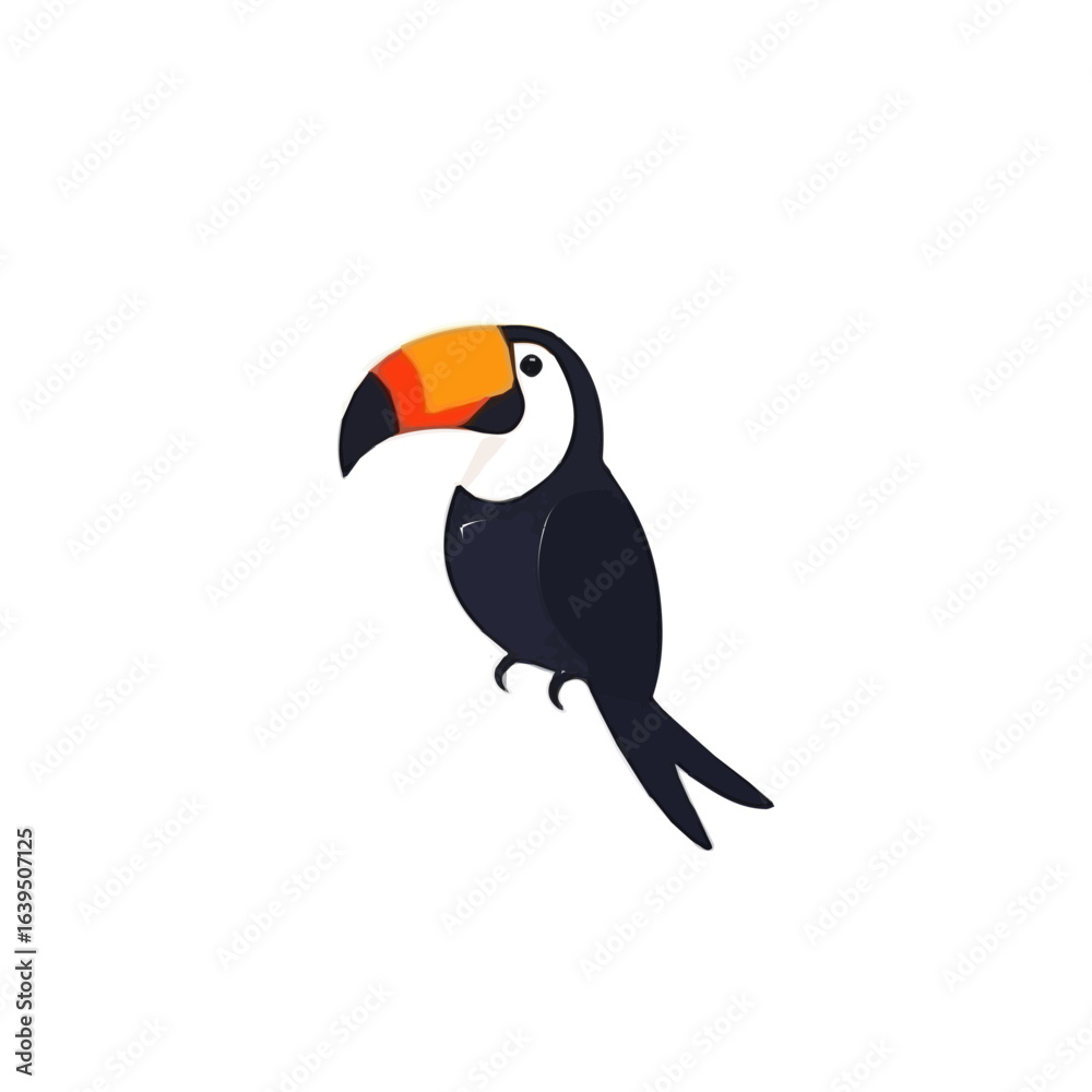 Fototapeta premium Minimalistic 2D flat icon featuring toucan, clean vector design, simple illustration style, isolated on a white background, modern element in vector and EPS format.