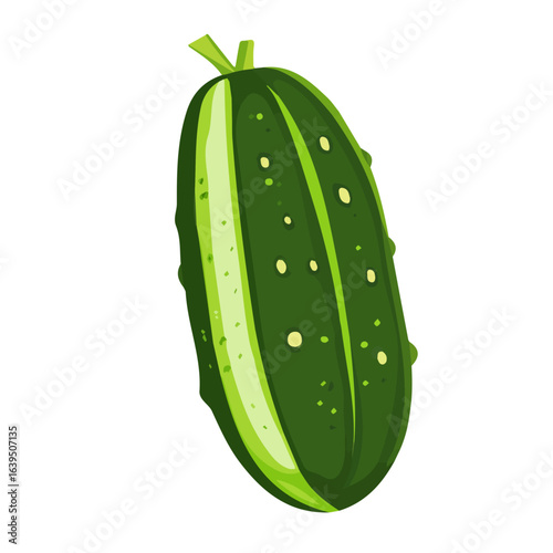 A Minimalistic 2D flat icon featuring a whole cucumber, clean vector design, simple illustration style, isolated on a white background, modern element in vector and EPS format. simple design