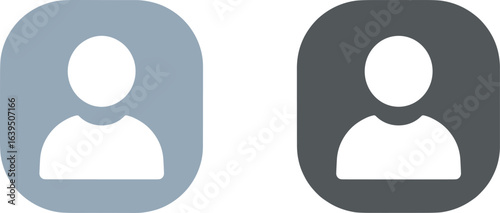 User profile icons, head and shoulders silhouette, blue and gray background, account symbol, vector illustration