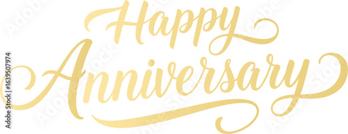happy anniversary golden cursive text for elegant celebration and greeting designs