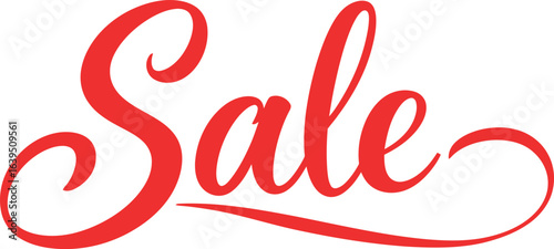 sale red cursive text for discount and promotion banners, typography design element