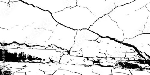 
Weathered plaster surface with spreading cracks and chipped paint; perfect for use in architectural renders or dark visual storytelling.

