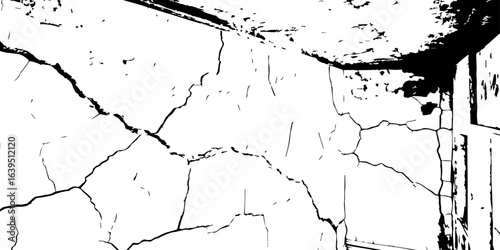 
Weathered plaster surface with spreading cracks and chipped paint; perfect for use in architectural renders or dark visual storytelling.

