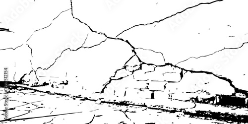 
Weathered plaster surface with spreading cracks and chipped paint; perfect for use in architectural renders or dark visual storytelling.

