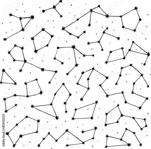 Constellation Map Sketch. Star Pattern Illustration With Celestial Navigation Drawing