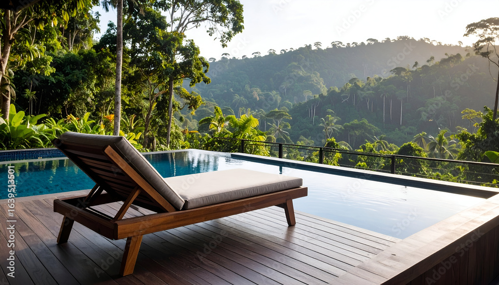 Obraz premium Tropical Poolside Relaxation View.