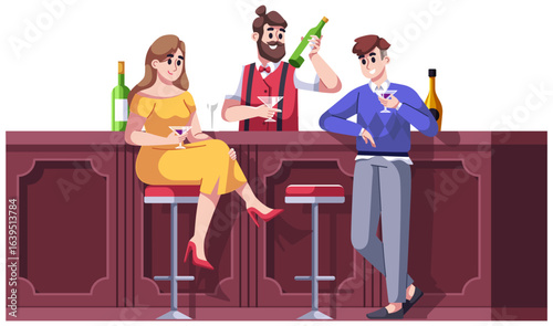 Man and Woman in Bar Counter