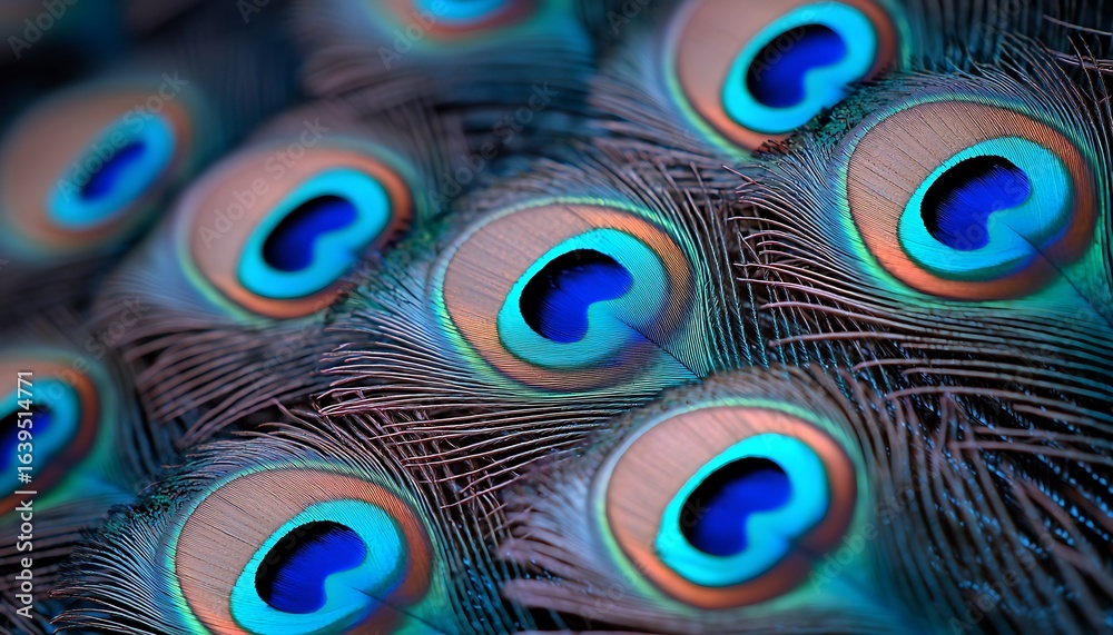 Obraz premium Close-up view of vibrant peacock feathers.