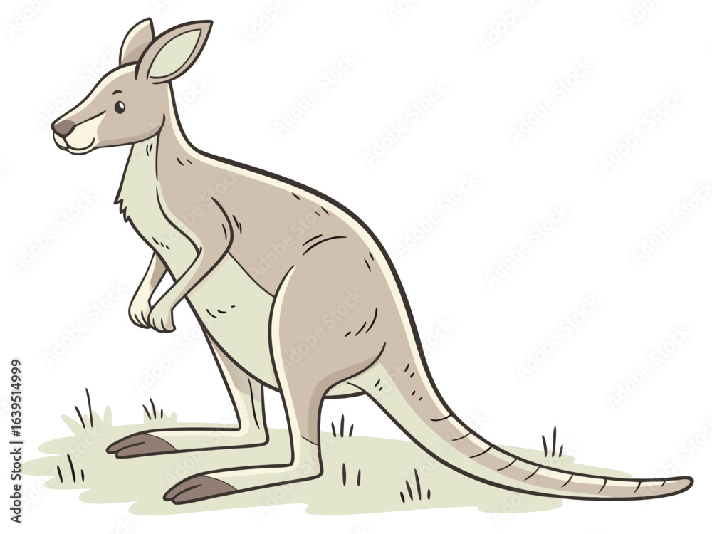 Fototapeta premium Cute cartoon kangaroo mom and joey in a playful setting. A cheerful cartoon illustration of a kangaroo mother and her joey. kangaroo, joey, mother and baby, cartoon, children's, illustration, cute, an