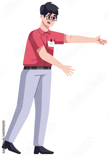 Salesman showing something Illustration