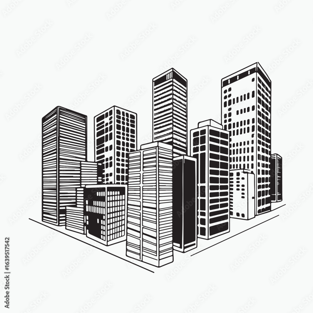 Obraz premium city sketch vector illustration