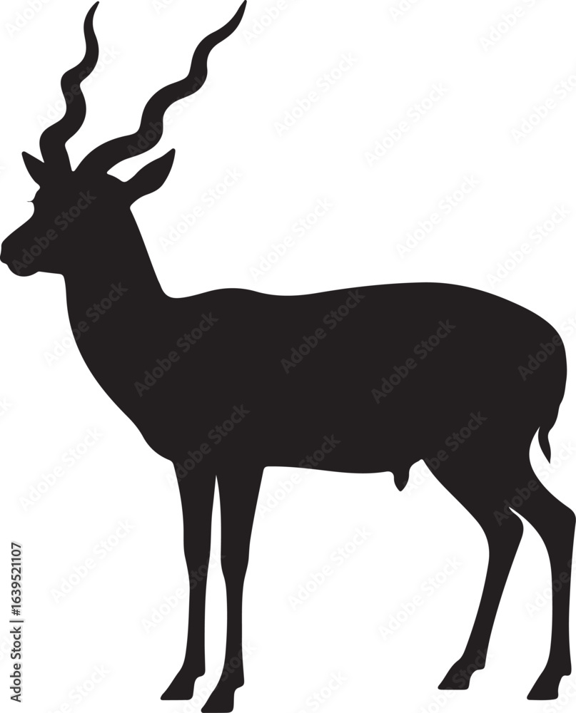 Obraz premium Blackbuck deer in silhouette white background.