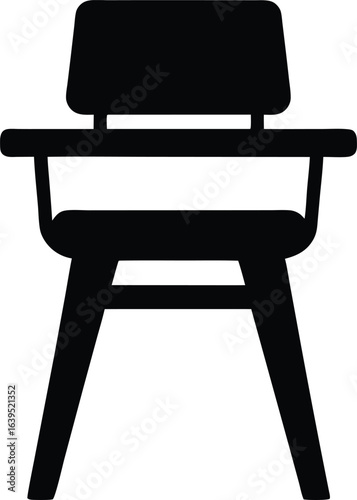 High chair illustration in black and white a symbol for children baby and infancy perfect for website design or graphic projects