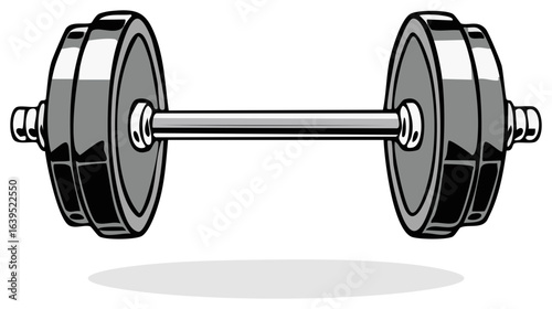 Metallic Dumbbell Graphic: Weightlifting Fitness Equipment for Exercise Training