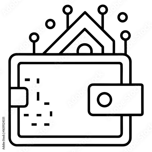 crypto wallet with qr code icon line art