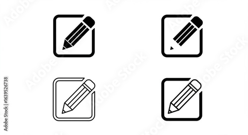 Vector art of collection of pencil icons isolated on white background for writing design