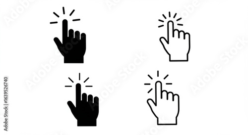 Vector art of collection of hand click icons isolated on white background for web design