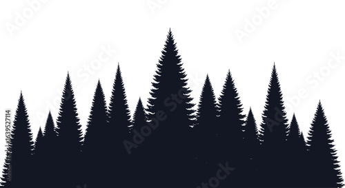 Majestic Pine Forest Silhouette: Serene Nature Vector Illustration