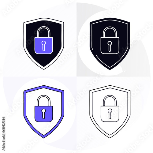 Shield and padlock icons representing security and protection on a white background