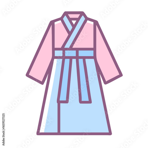 Traditional korean hanbok dress isolated on white background, a symbol of korean culture and heritage