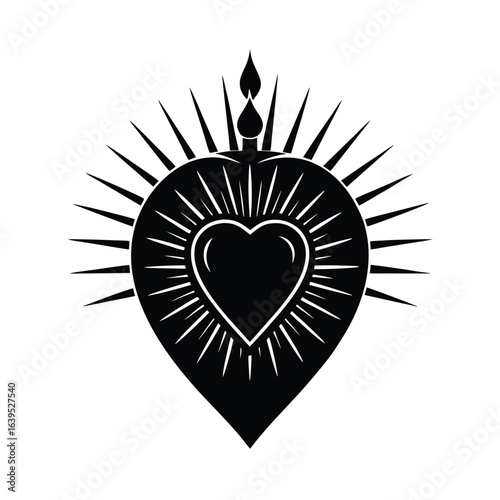 Sagrado Corazón con aura dorada mística