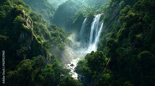 waterfall in the mountains