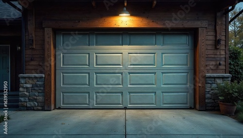 Slightly Ajar Garage Door Reveals Dimly Lit Interior Perfect for Home Improvement, DIY, Automotive, and Website Marketing