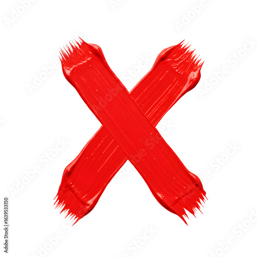 Red paint stroke forming X shape on Transparent Background symbol