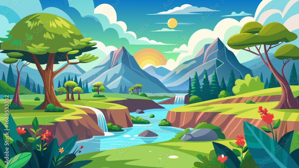 Obraz premium summer landscape with lake