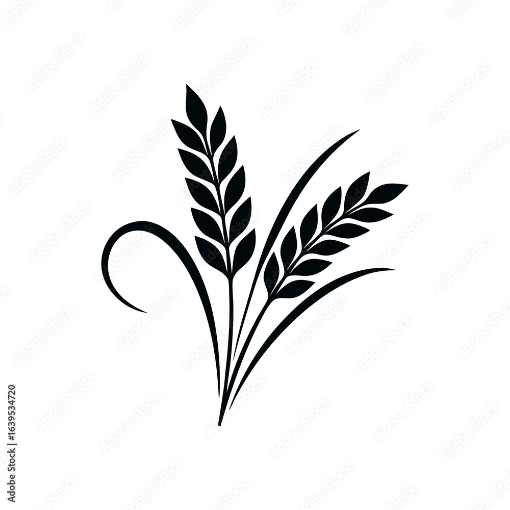 Fototapeta premium Elegant Black and White Wheat Stalks Illustration Symbolizing Harvest Agriculture and Natural Food Products with Clean and Minimalist Design Aesthetic