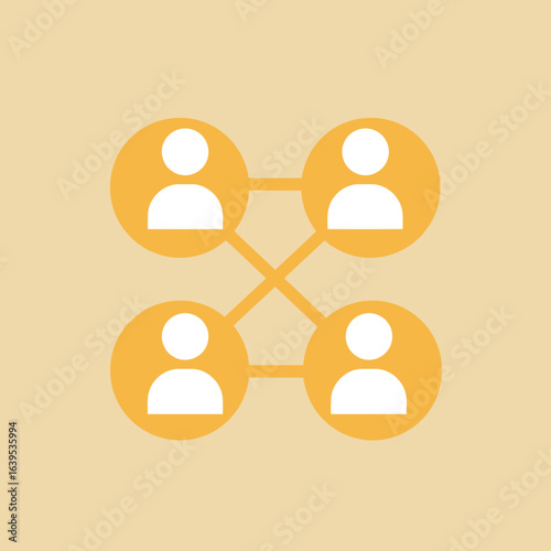 Connected people network icon