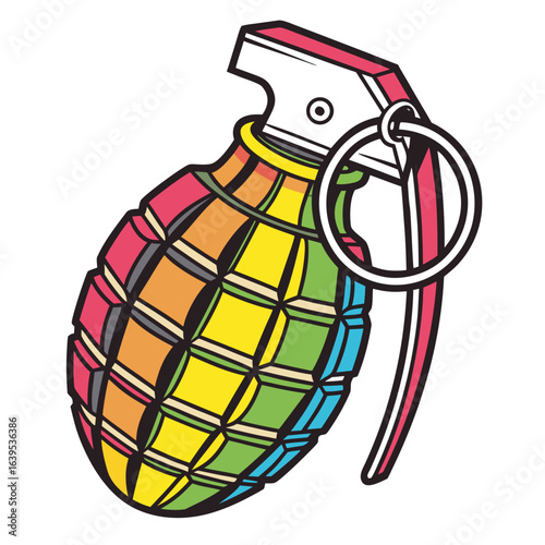 Colorful grenade illustration bomb explosion