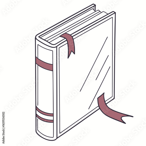Hardcover book with ribbon bookmarks reading literature