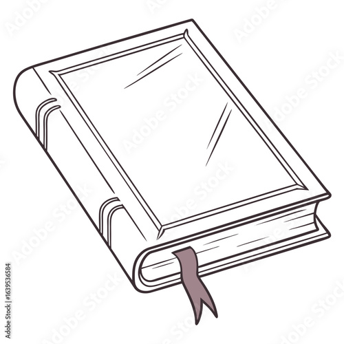 Hardcover book with ribbon bookmark bound pages