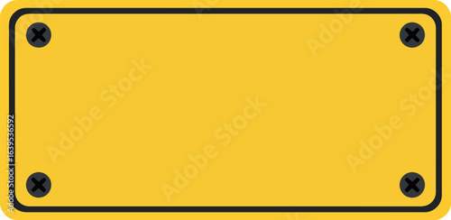 Blank yellow rectangular sign with bolt holes