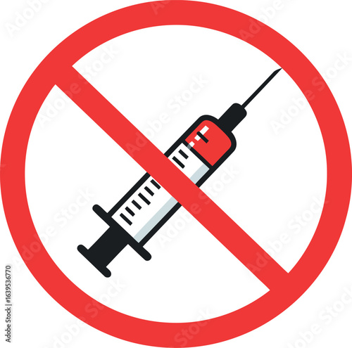 No syringe icon stop drug abuse vaccine hesitancy