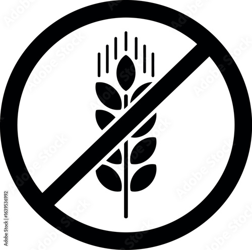 Gluten free icon wheat symbol with prohibition sign